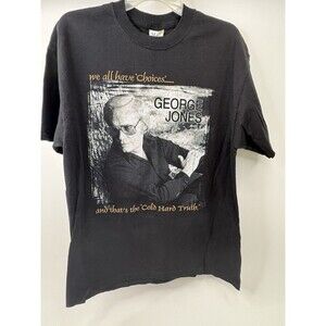 Vintage George Jones Cold Hard Truth T Shirt L Black Country 90s USA